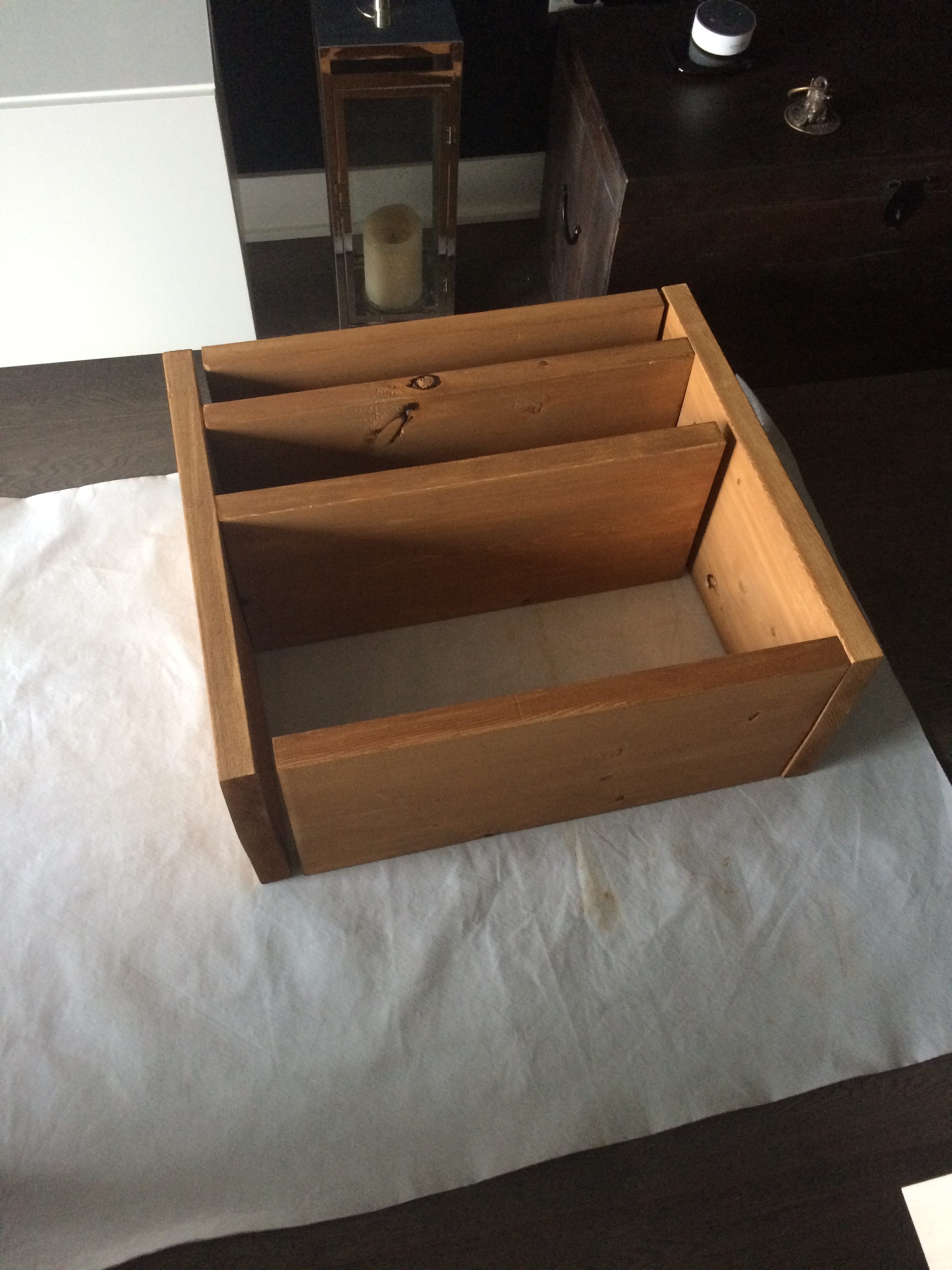 Stained open kitchen shelves