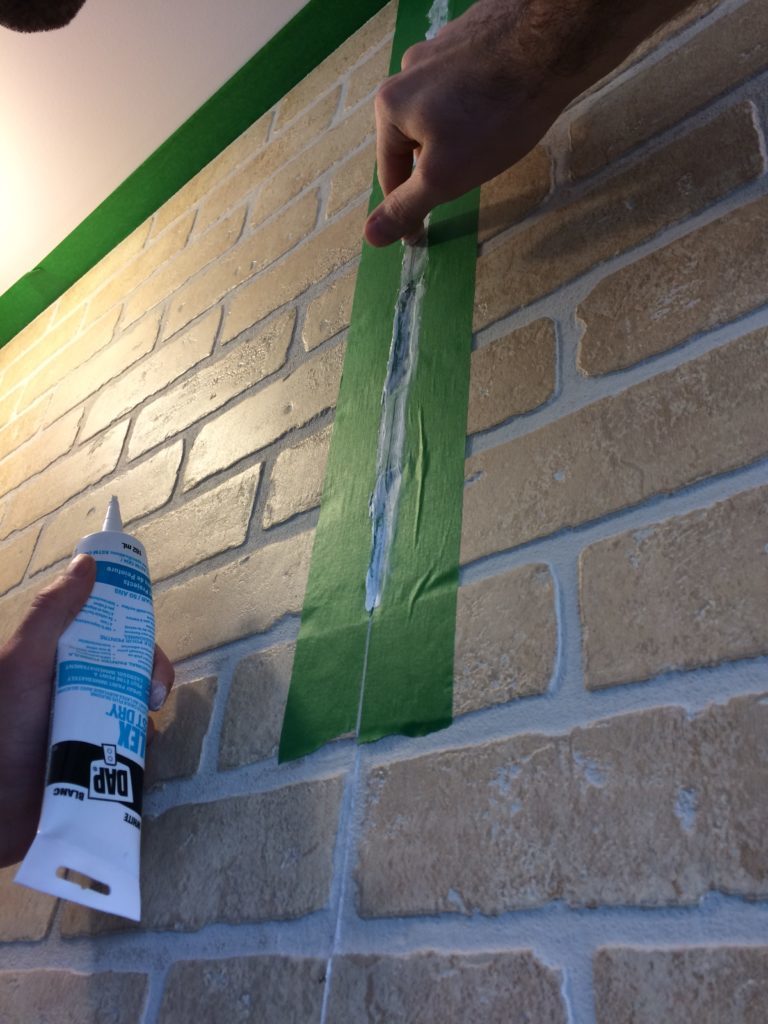 faux brick wall caulking