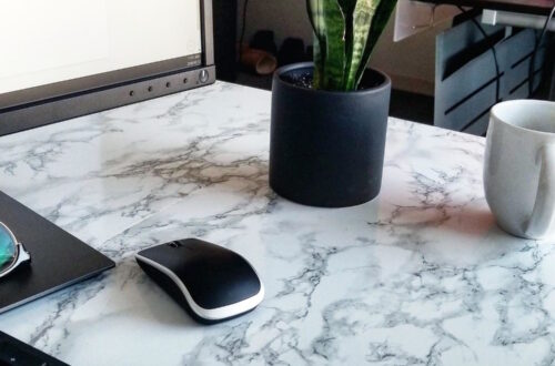 DIY marble contact paper desk copy