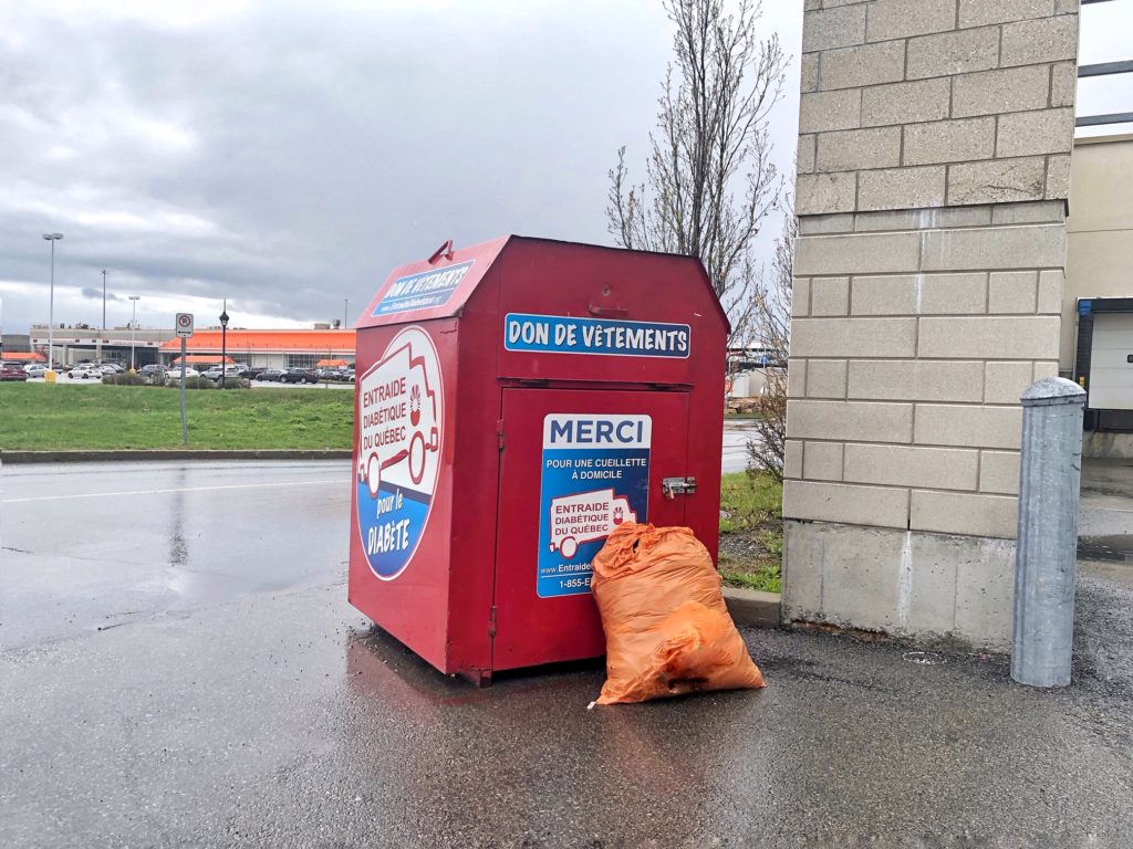 Clothes donation bin